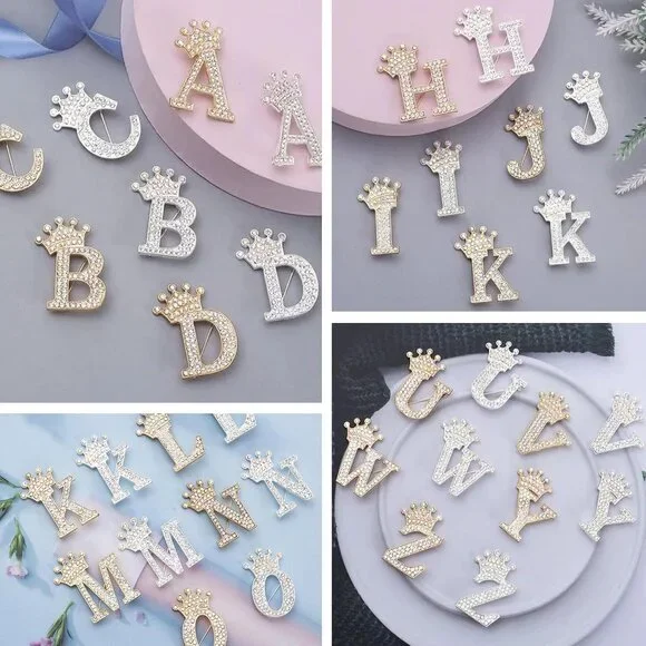 Brooches and Pins for Women Initial Brooch Pin Bag Charms Rhinestone Brooches fo - Picture 5 of 8